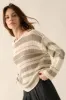 Cream Grey Oversized Stripe Colorblock Crochet Knit Sweater sold by Pinkblush