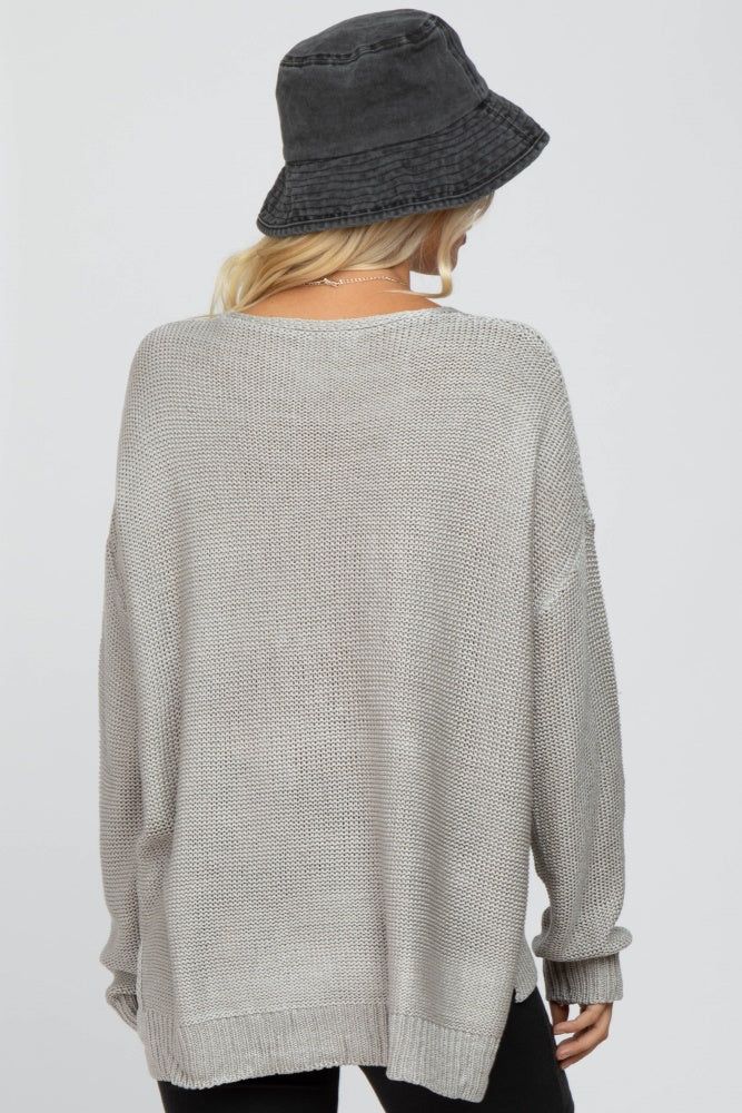Grey Side Slit Knit Sweater sold by Pinkblush product image thumbnail 3