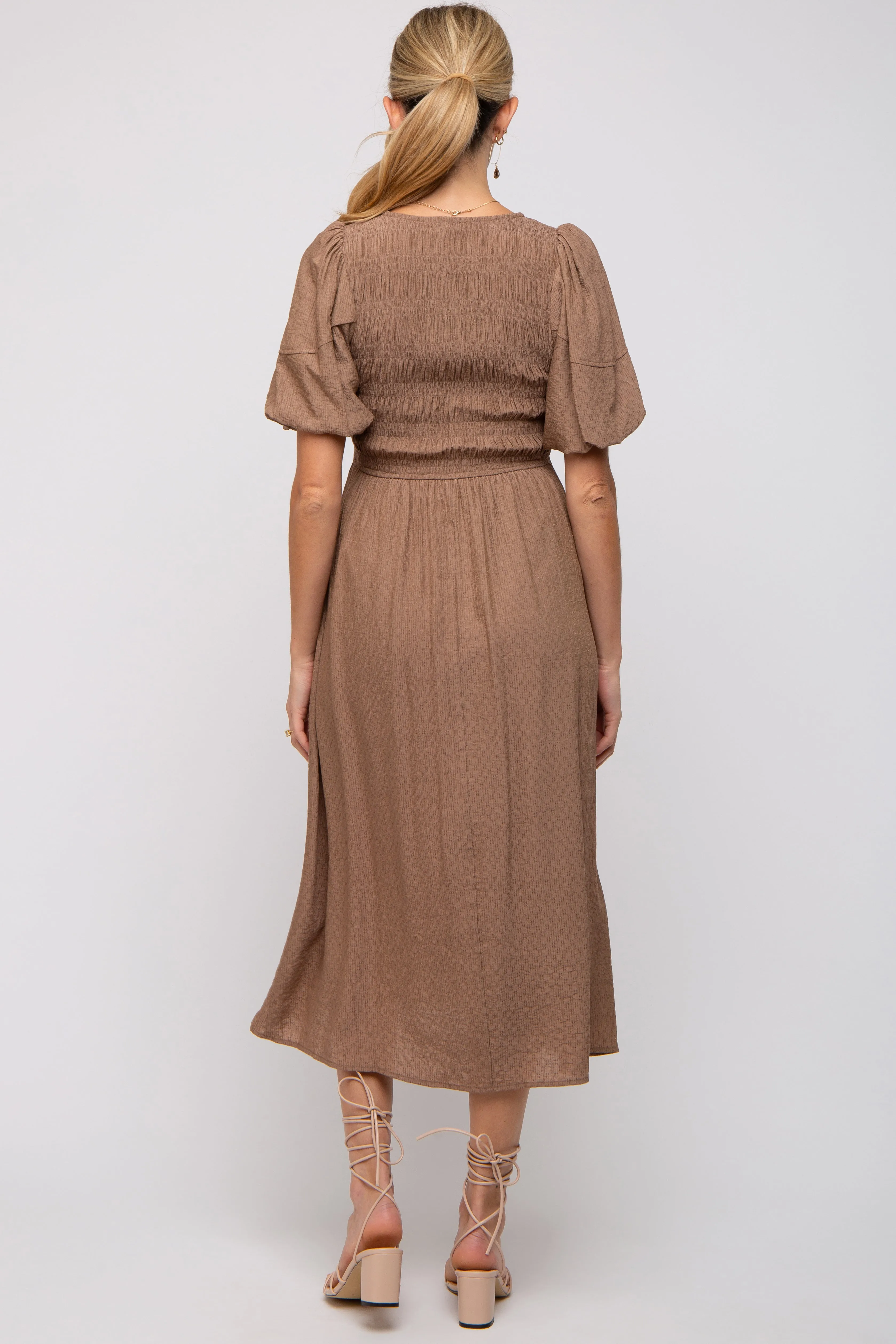 Mocha Square Neck Maternity Midi Dress sold by Pinkblush product image thumbnail 3