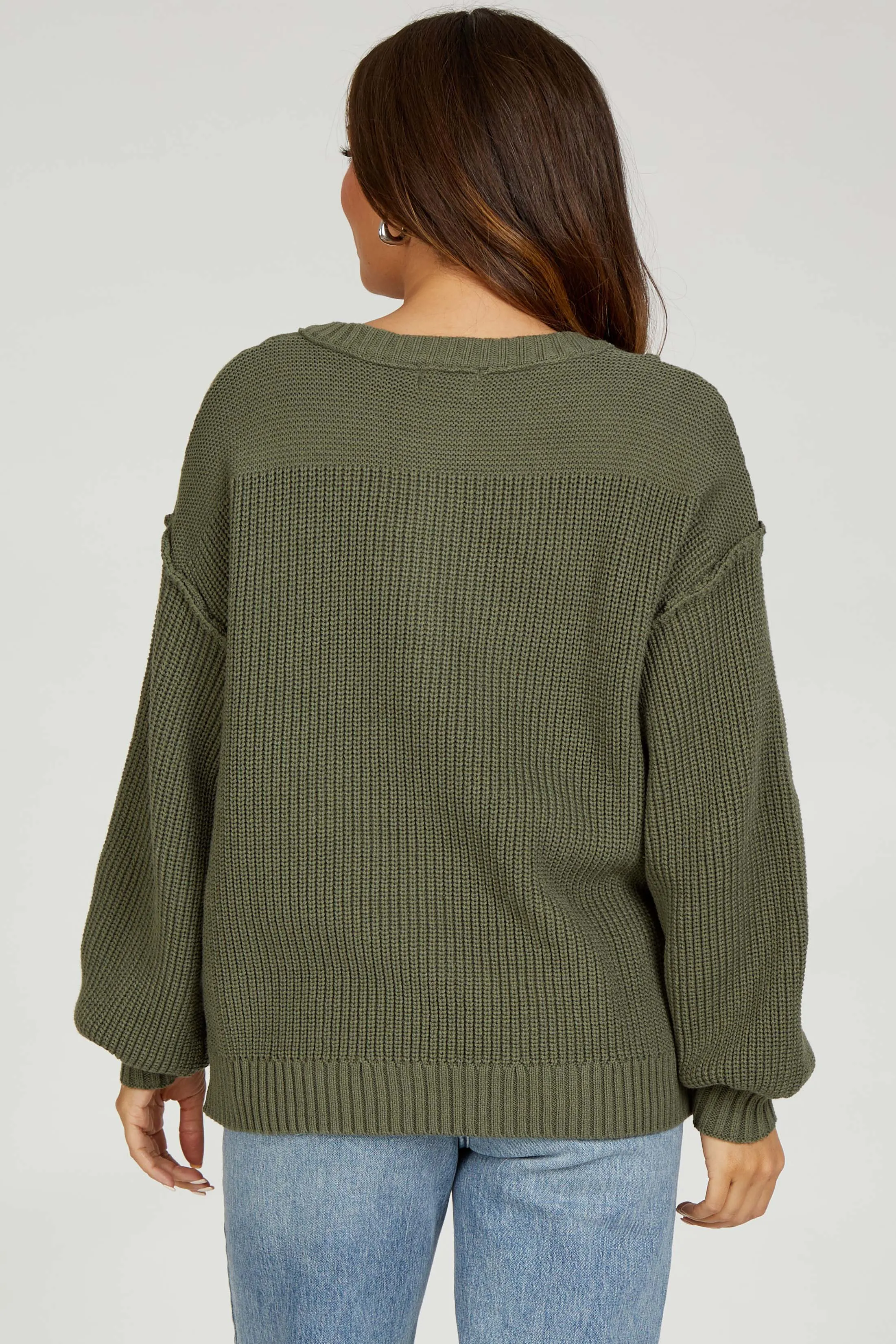 Olive Front Button Knit Maternity Sweater sold by Pinkblush product image thumbnail 4