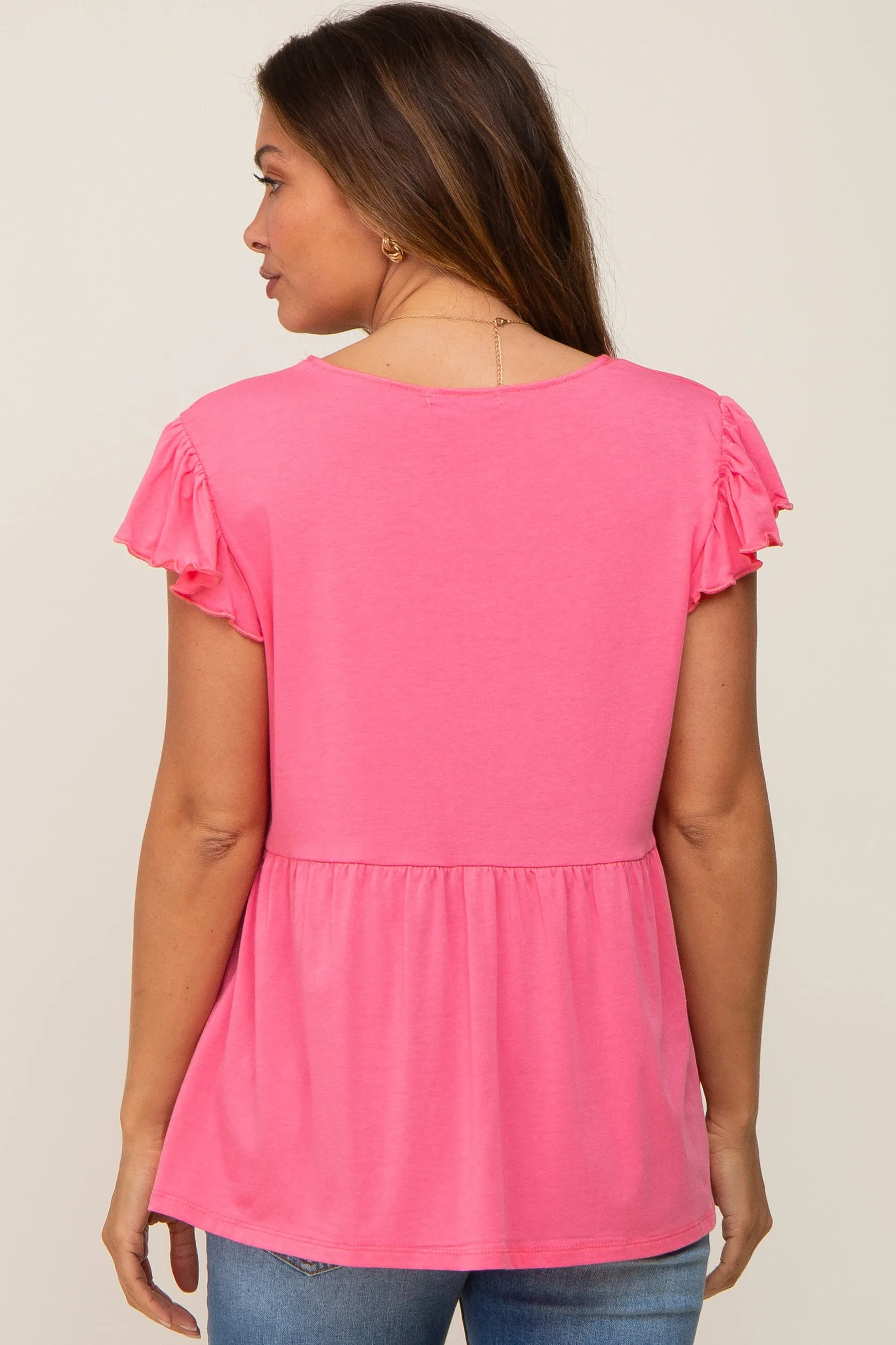 Pink Flutter Sleeve V-Neck Maternity Top sold by Pinkblush product image thumbnail 3