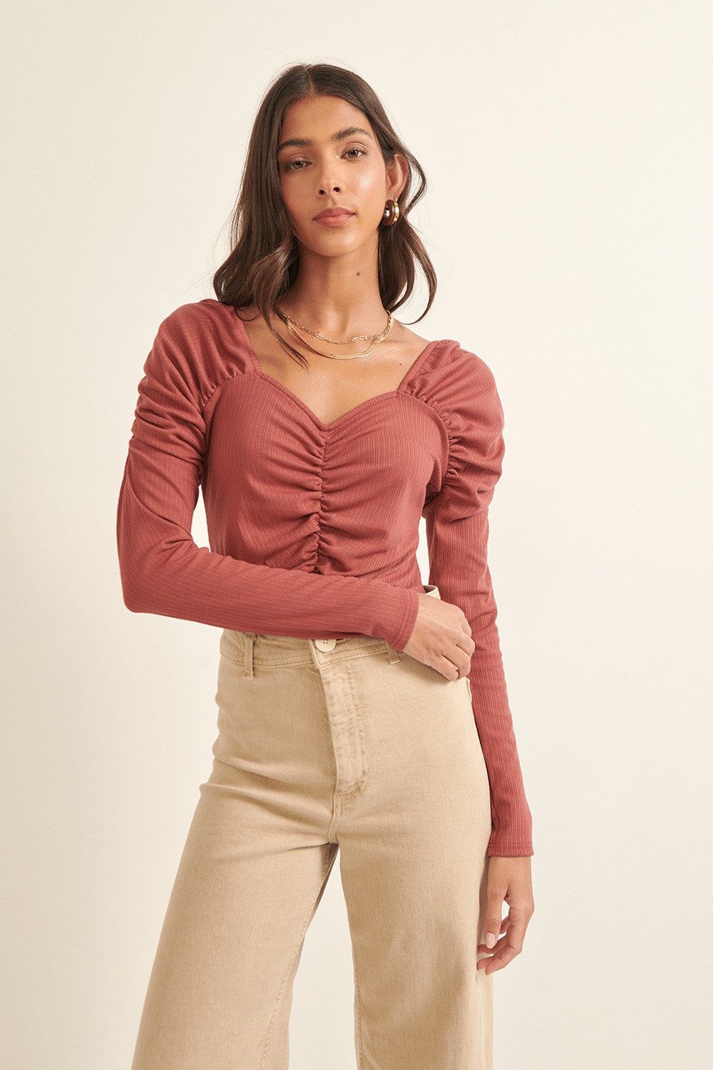 Rose Solid Sweetheart Neck Ruched Low Back Bodysuit sold by Pinkblush