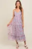 Periwinkle Abstract Floral Crisscross Back Maxi Dress sold by Pinkblush