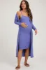 Light Purple Ribbed Cardigan 2 Piece Maternity Set sold by Pinkblush