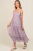 Periwinkle Abstract Floral Crisscross Back Maxi Dress sold by Pinkblush