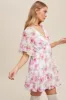 Cream Floral Print V-Neck Ruffled Mini Dress sold by Pinkblush