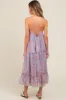 Periwinkle Abstract Floral Crisscross Back Maxi Dress sold by Pinkblush