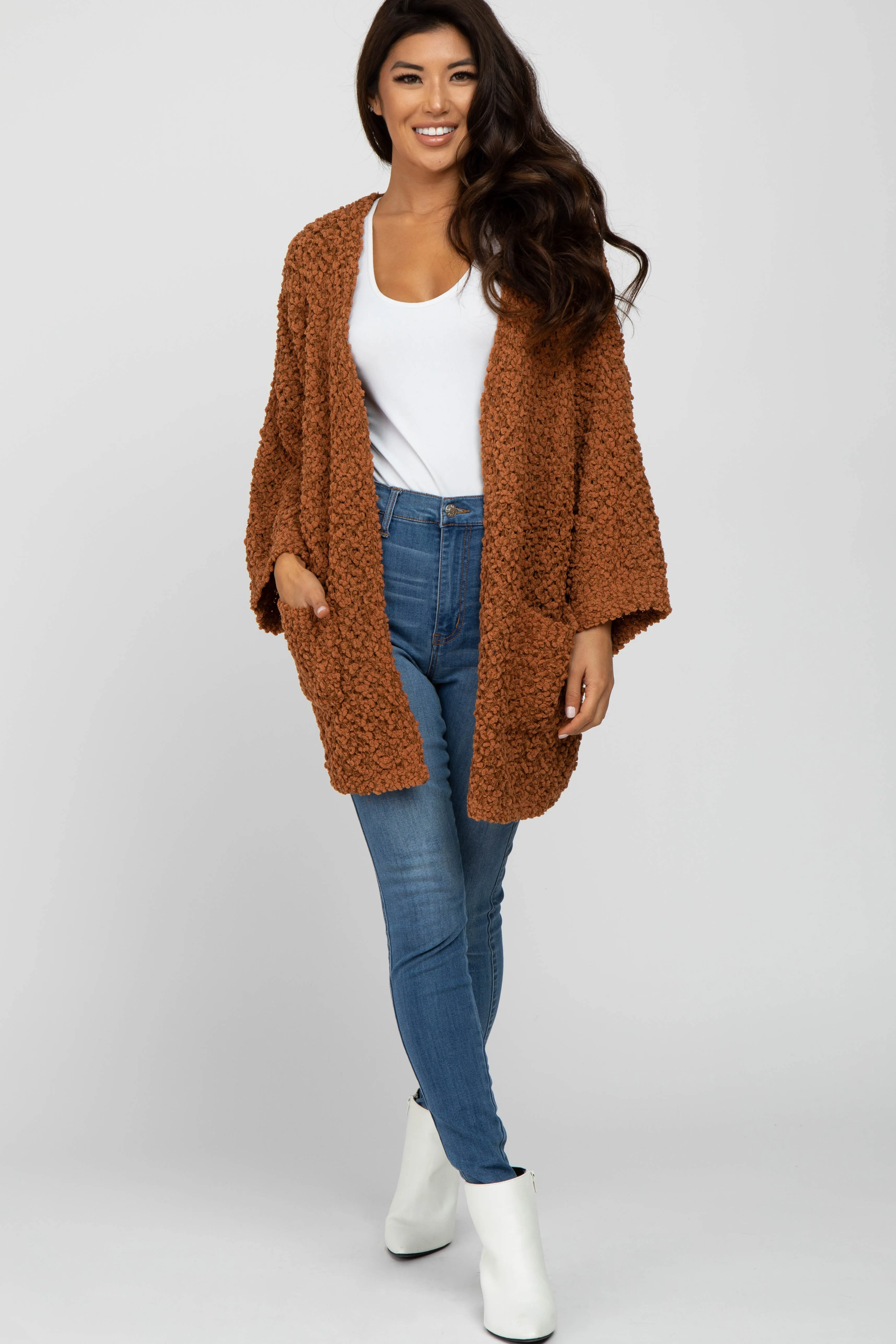 Camel Soft Popcorn Knit Cardigan sold by Pinkblush product image thumbnail 2