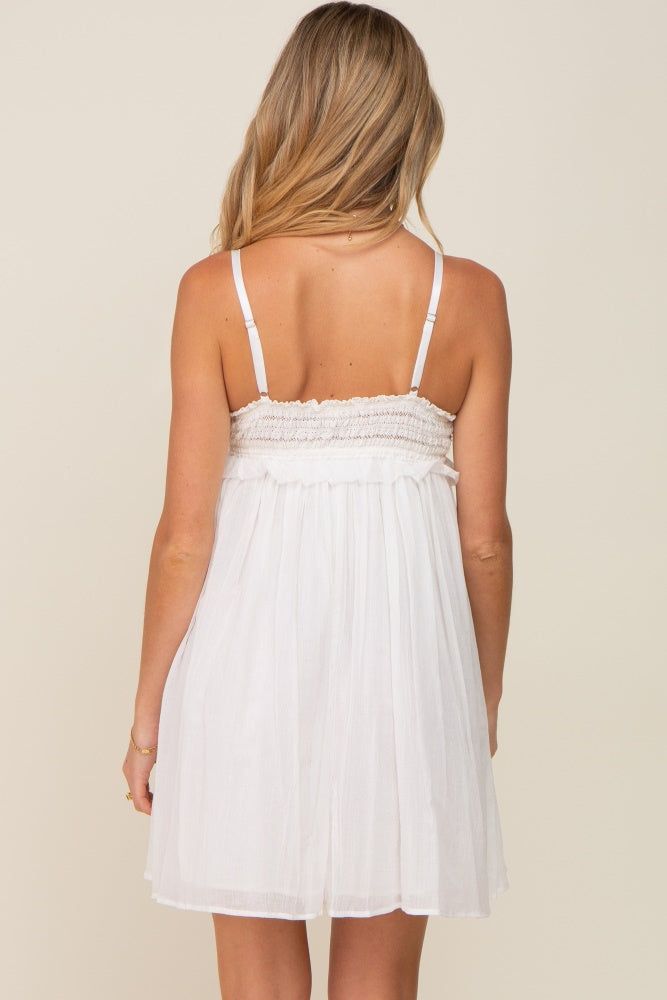 White Crochet Ruffle Maternity Dress sold by Pinkblush product image thumbnail 3