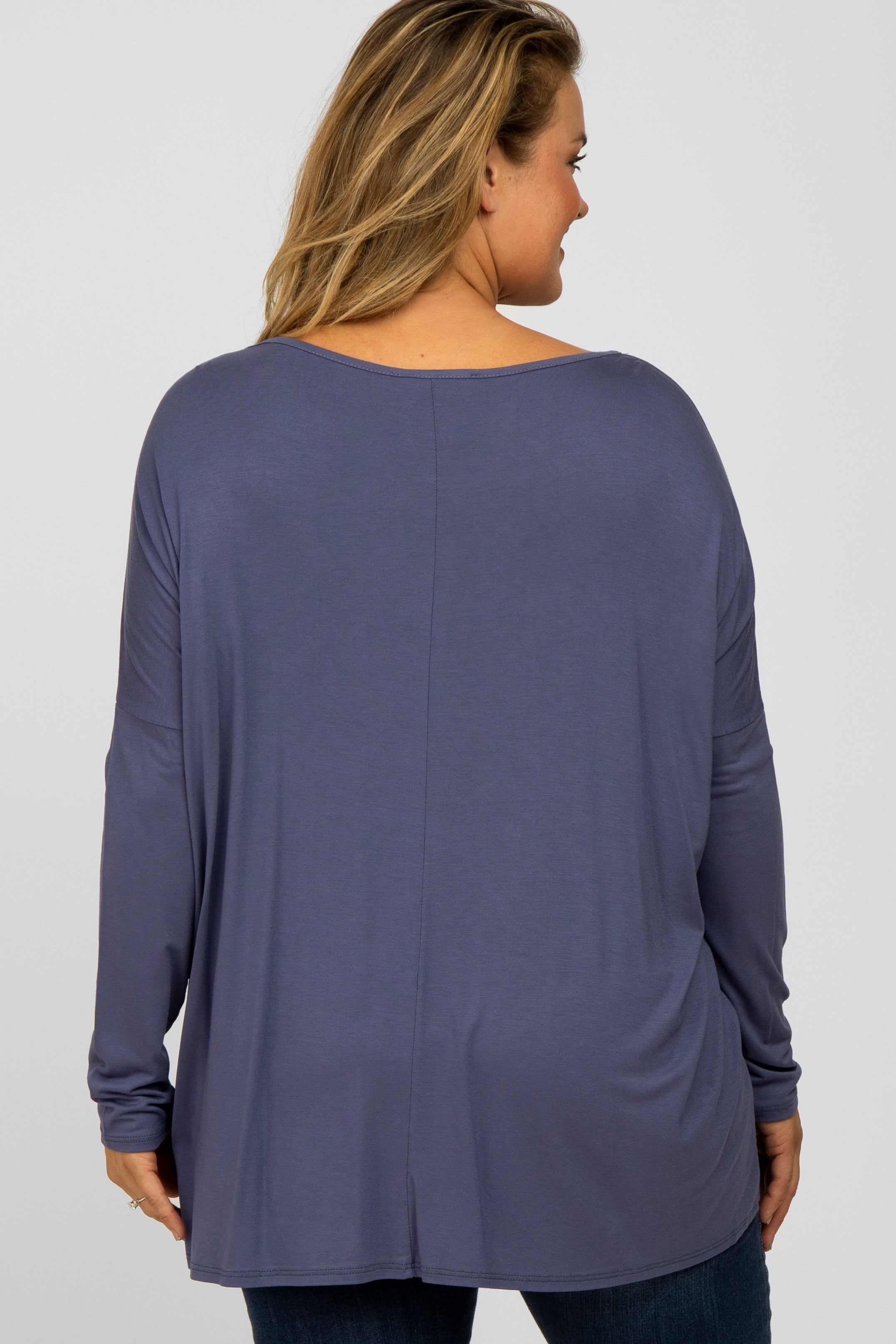 Blue Dolman Long Sleeve Maternity Plus Top sold by Pinkblush product image thumbnail 4