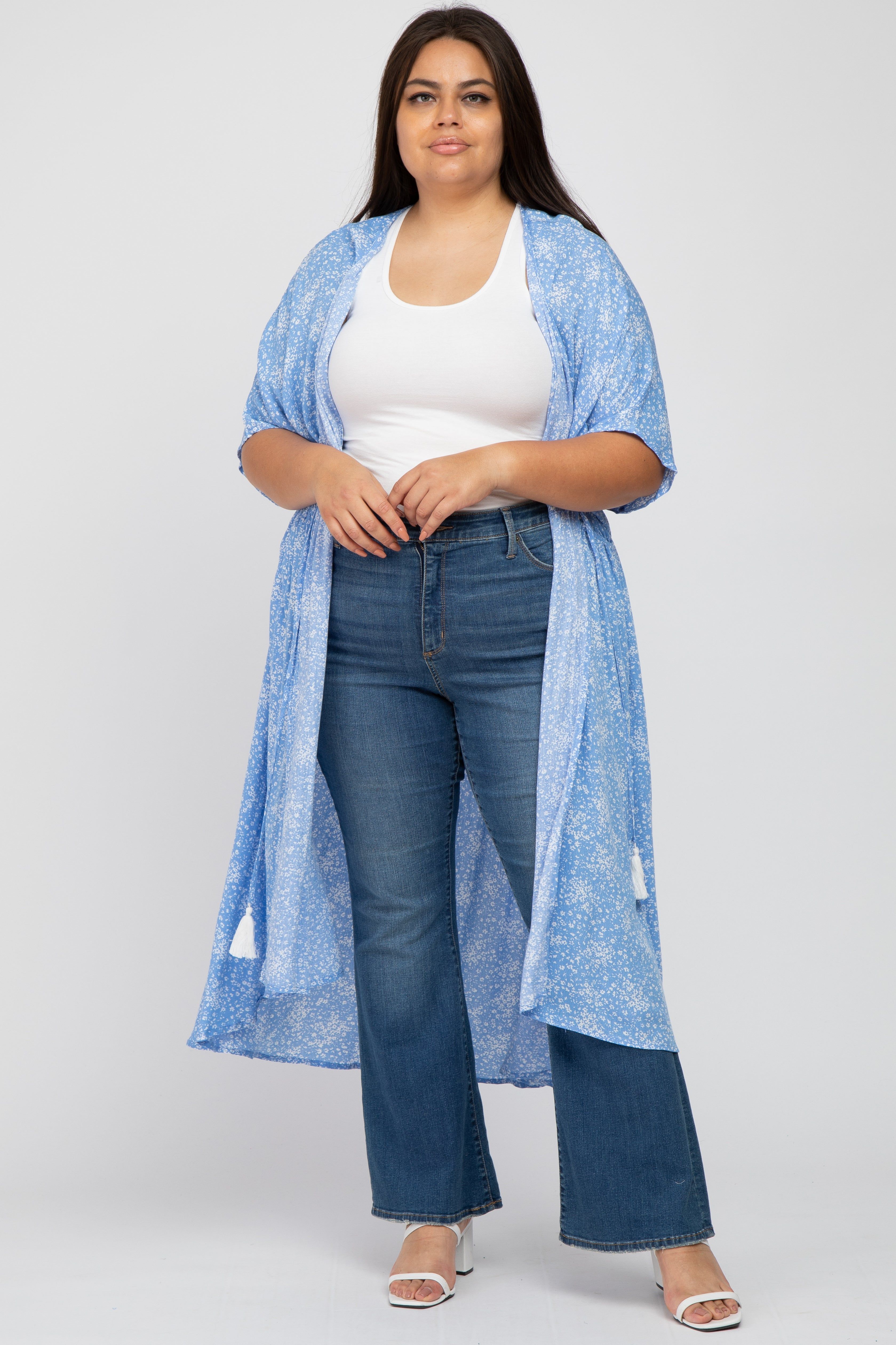 Light Blue Floral Tie Front Plus Cover Up sold by Pinkblush product image thumbnail 4