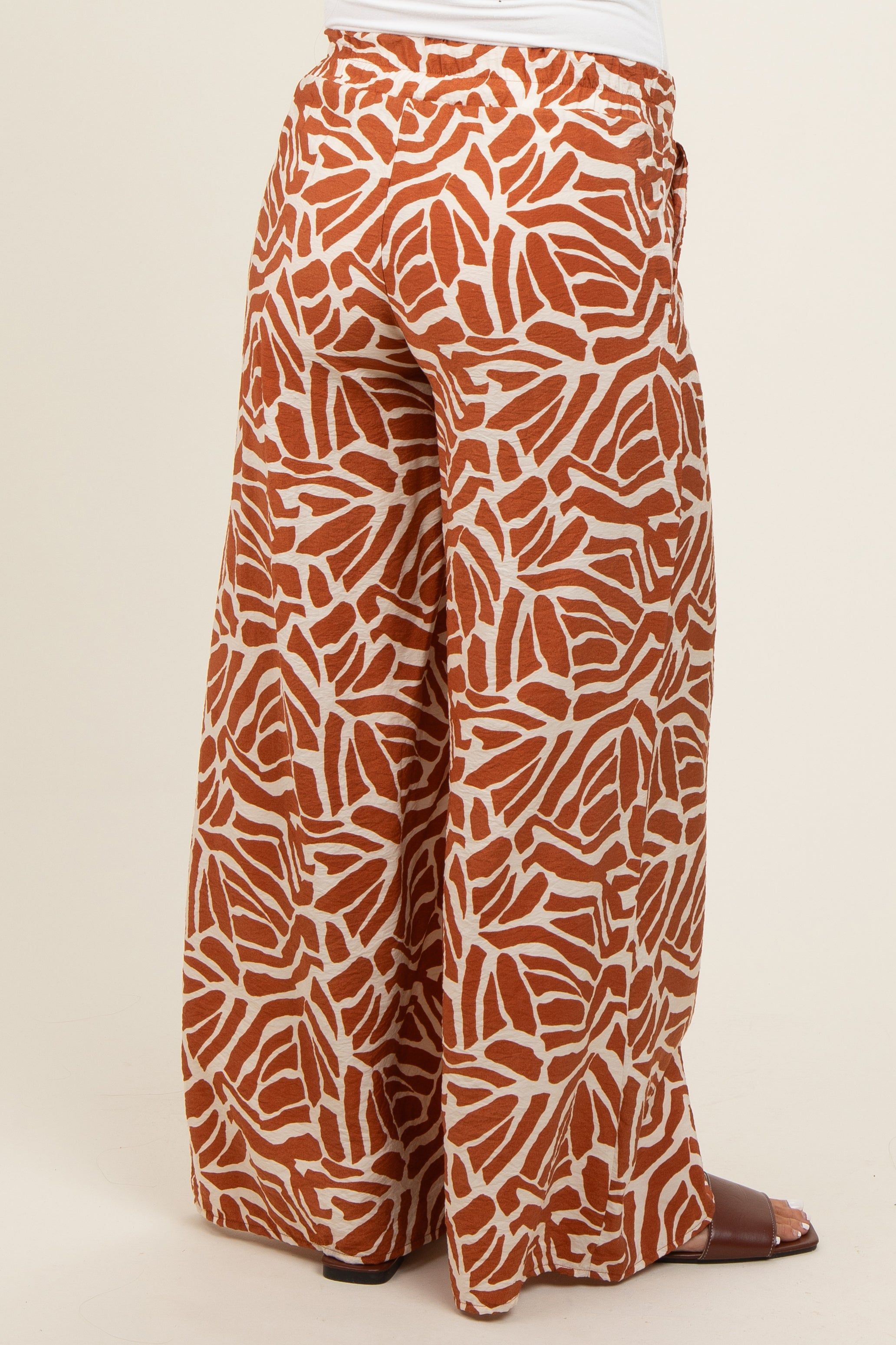 Camel Smocked Wide Leg Maternity Pants sold by Pinkblush product image thumbnail 5