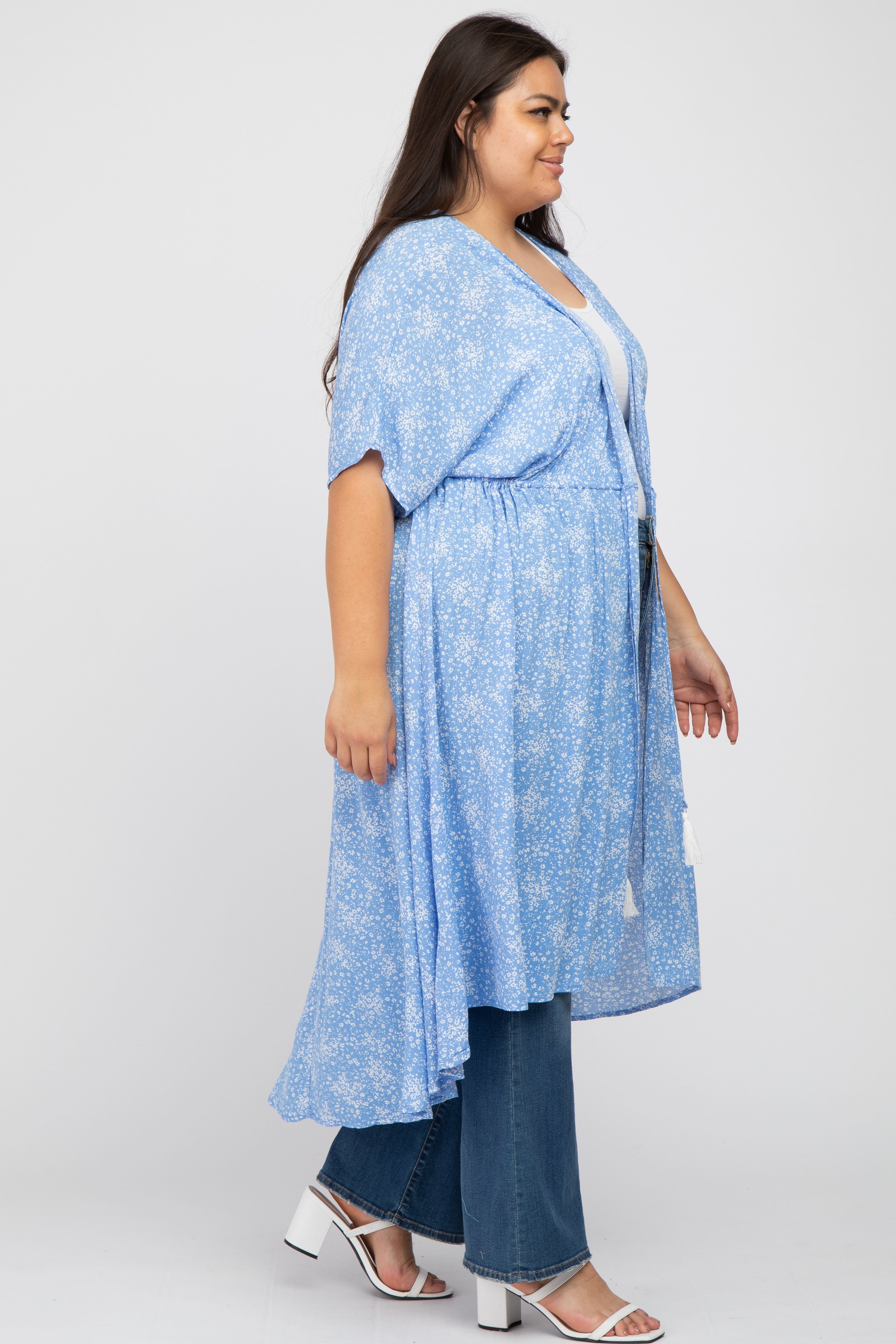Light Blue Floral Tie Front Plus Cover Up sold by Pinkblush product image thumbnail 2