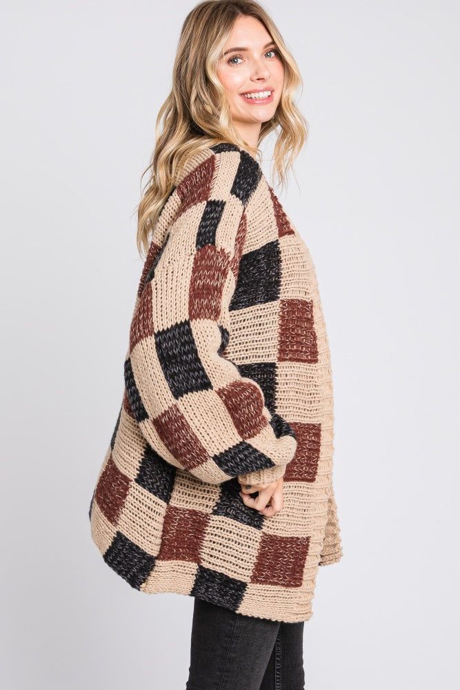 Black Checkered Oversized Cardigan sold by Pinkblush product image thumbnail 3