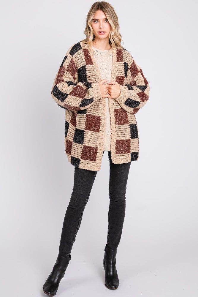 Black Checkered Oversized Cardigan sold by Pinkblush product image thumbnail 2