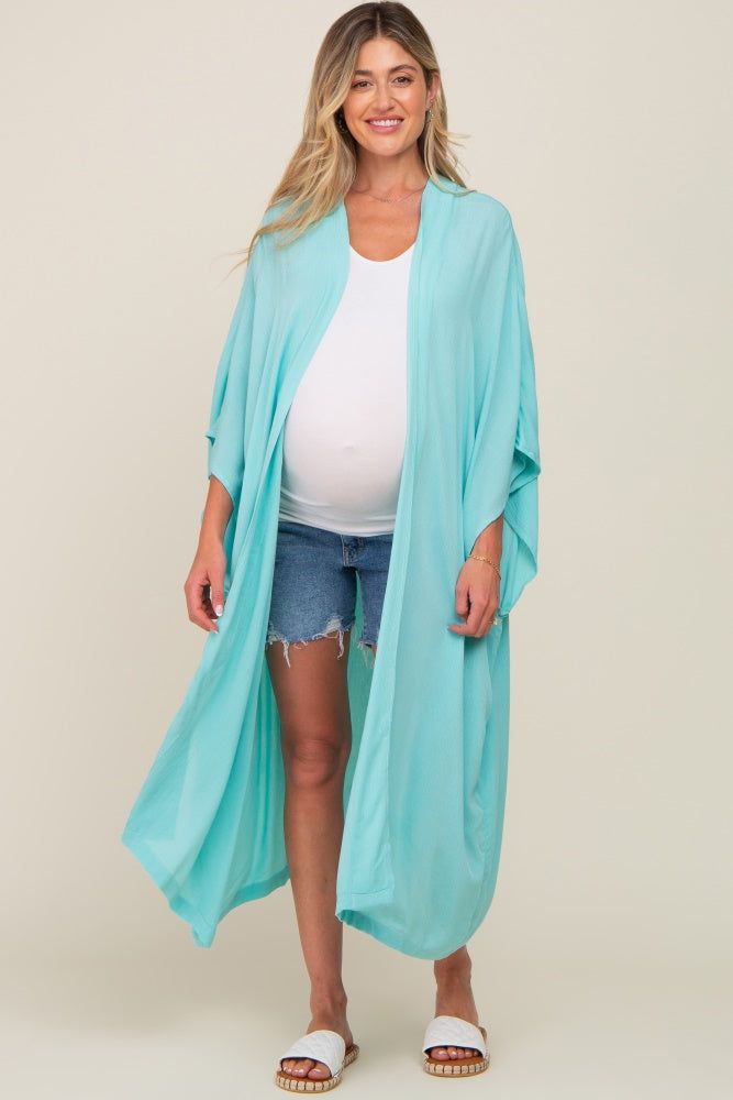 Mint Green Open Front Long Maternity Coverup sold by Pinkblush product image thumbnail 5