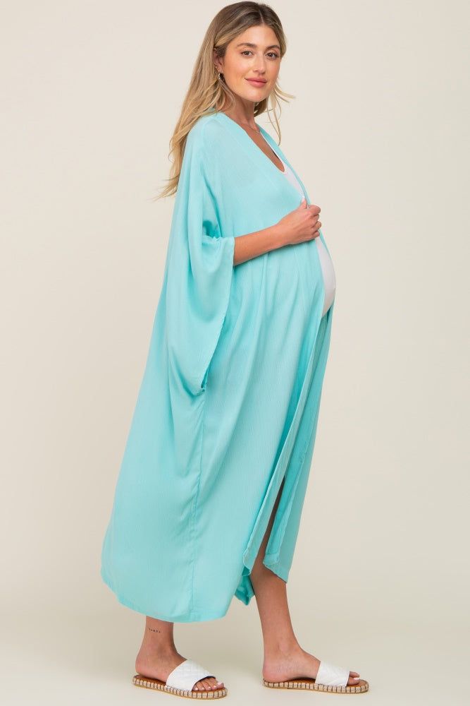 Mint Green Open Front Long Maternity Coverup sold by Pinkblush product image thumbnail 2