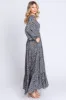 Navy Floral Long Sleeve Maxi Dress sold by Pinkblush