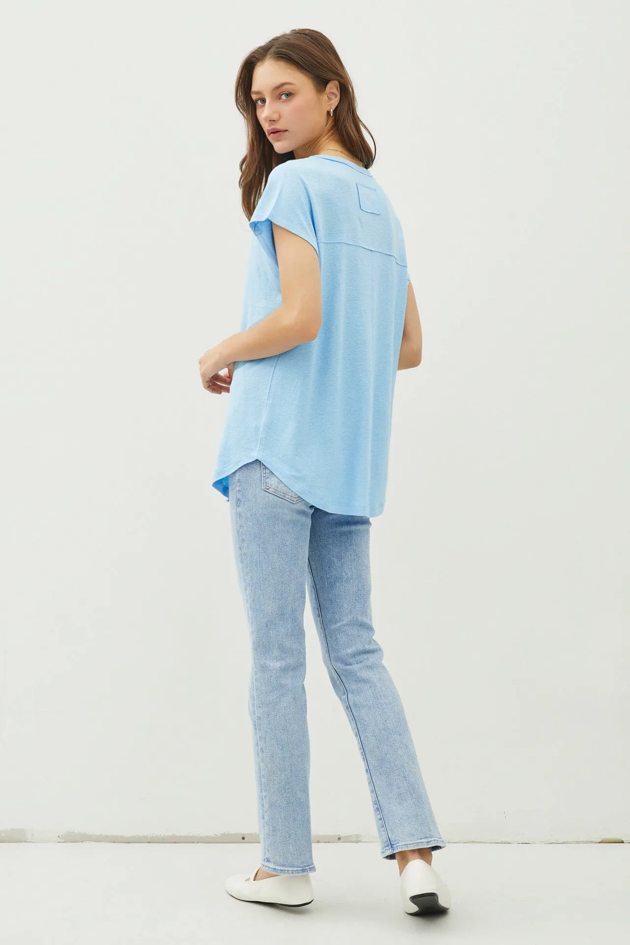 Blue V-Neck Top sold by Pinkblush product image thumbnail 4