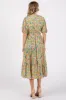 Beige Floral Button Front Ruffle Hem Midi Dress sold by Pinkblush