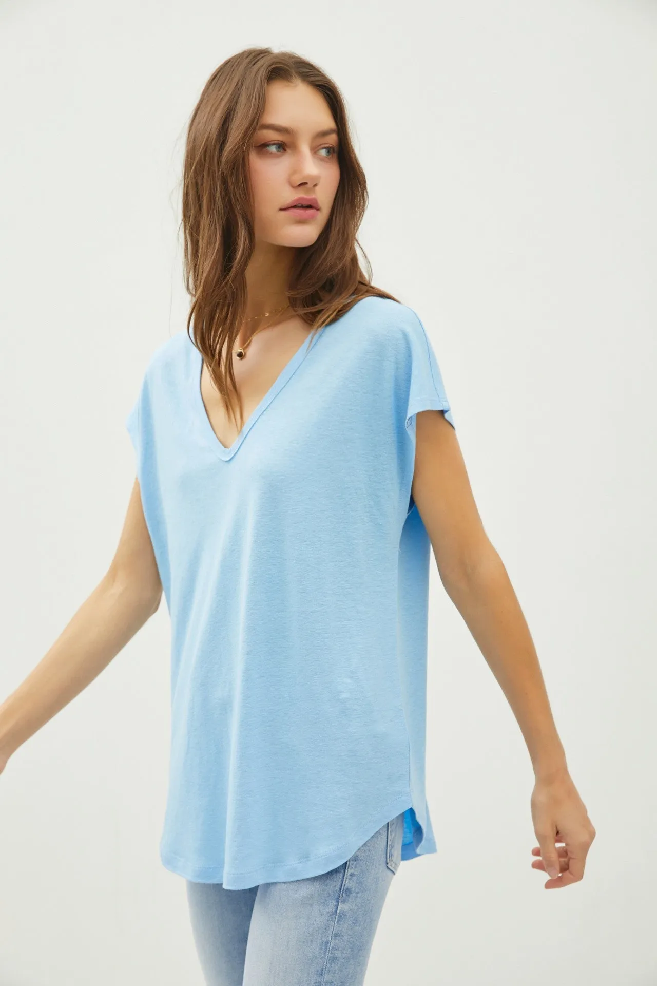 Blue V-Neck Top sold by Pinkblush product image thumbnail 2