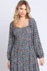 Navy Floral Long Sleeve Maxi Dress sold by Pinkblush