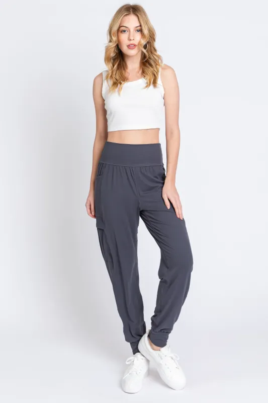 Charcoal Cargo Pocket Jogger Pants sold by Pinkblush