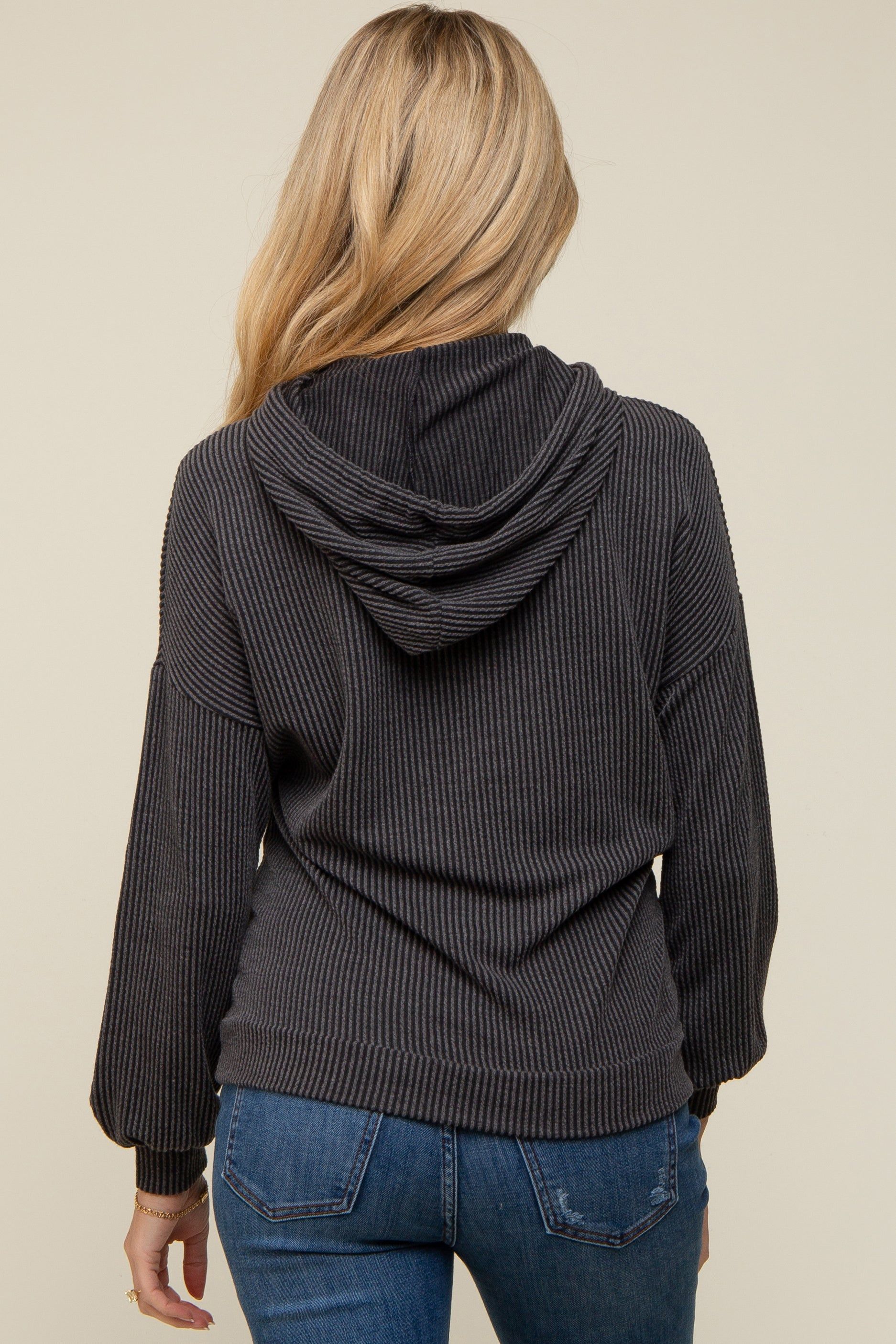 Charcoal Ribbed Hooded Maternity Top sold by Pinkblush product image thumbnail 3