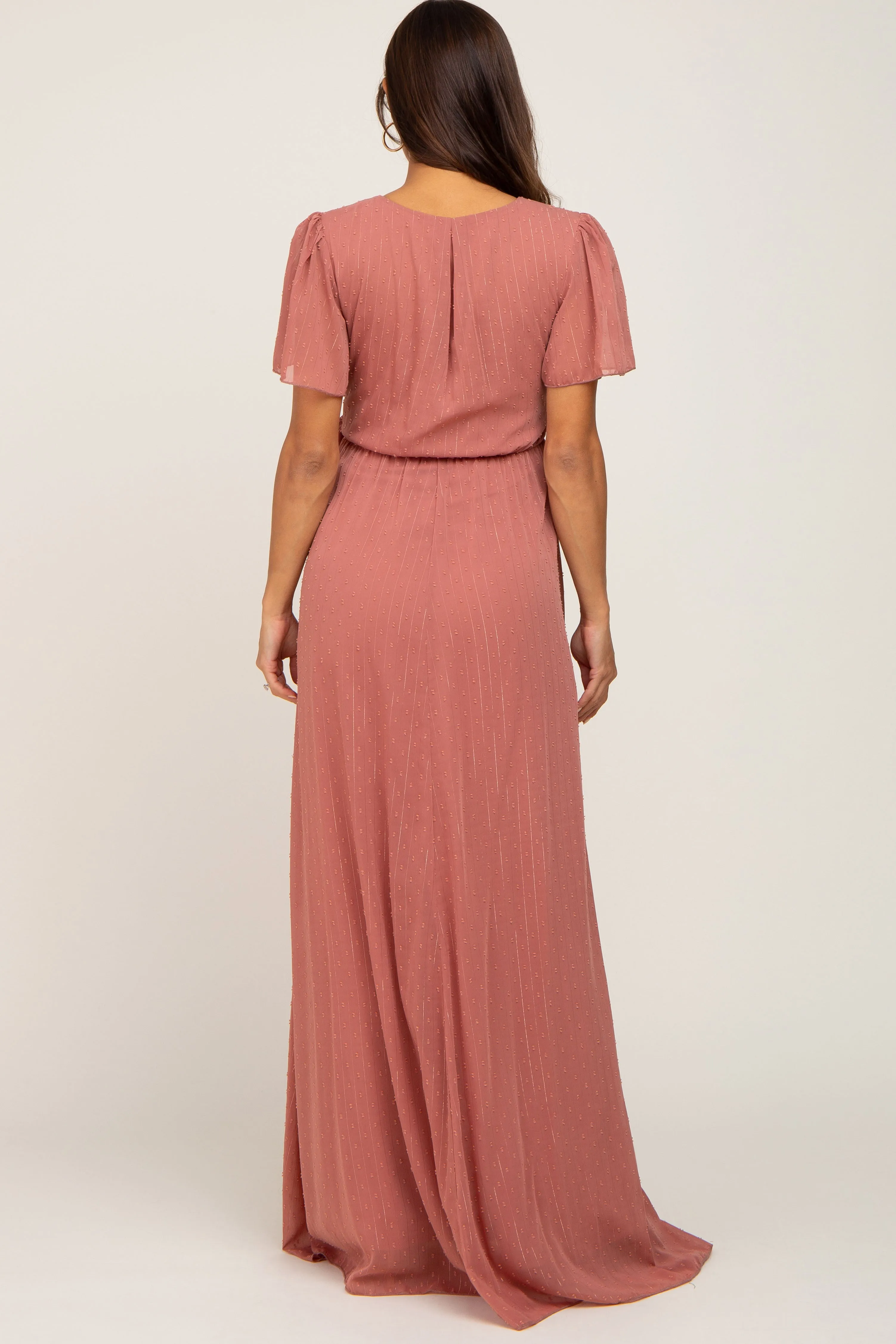 Mauve Swiss Dot Chiffon Maternity Maxi Dress sold by Pinkblush product image thumbnail 3