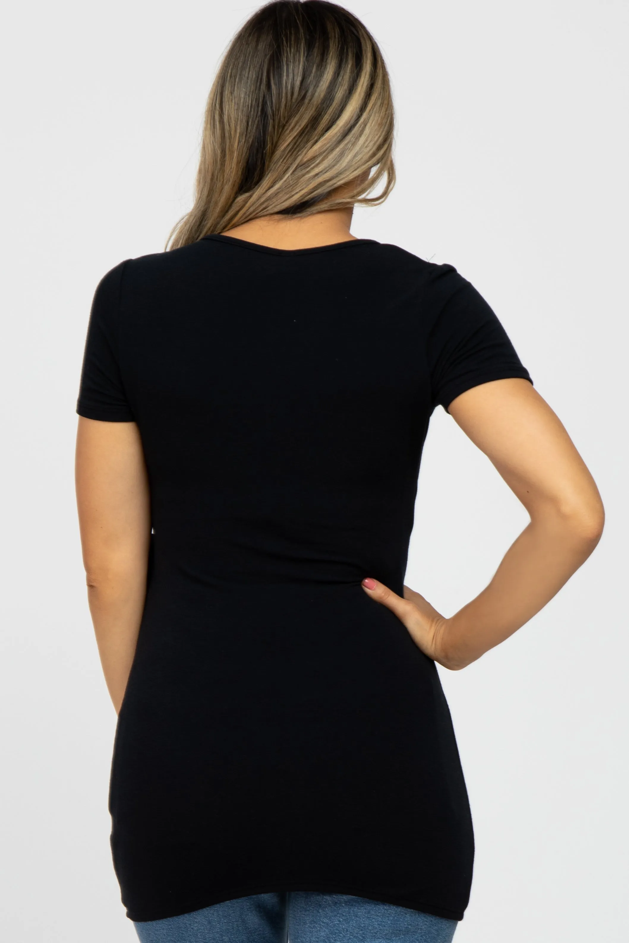 Black Wrap Front Tie Nursing Top sold by Pinkblush product image thumbnail 4