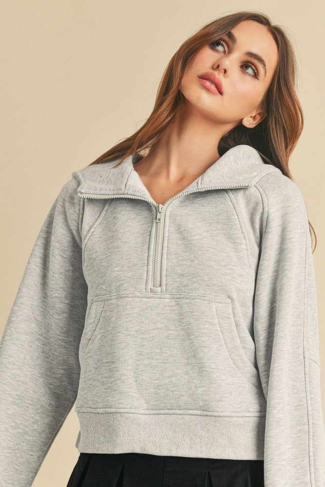 Heather Gray Half-Zip Hoodie sold by Pinkblush product image thumbnail 2