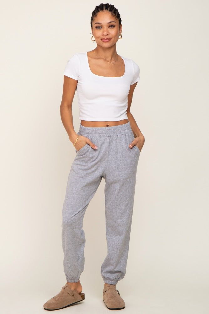 Heather Grey Basic Pocketed Sweatpants sold by Pinkblush