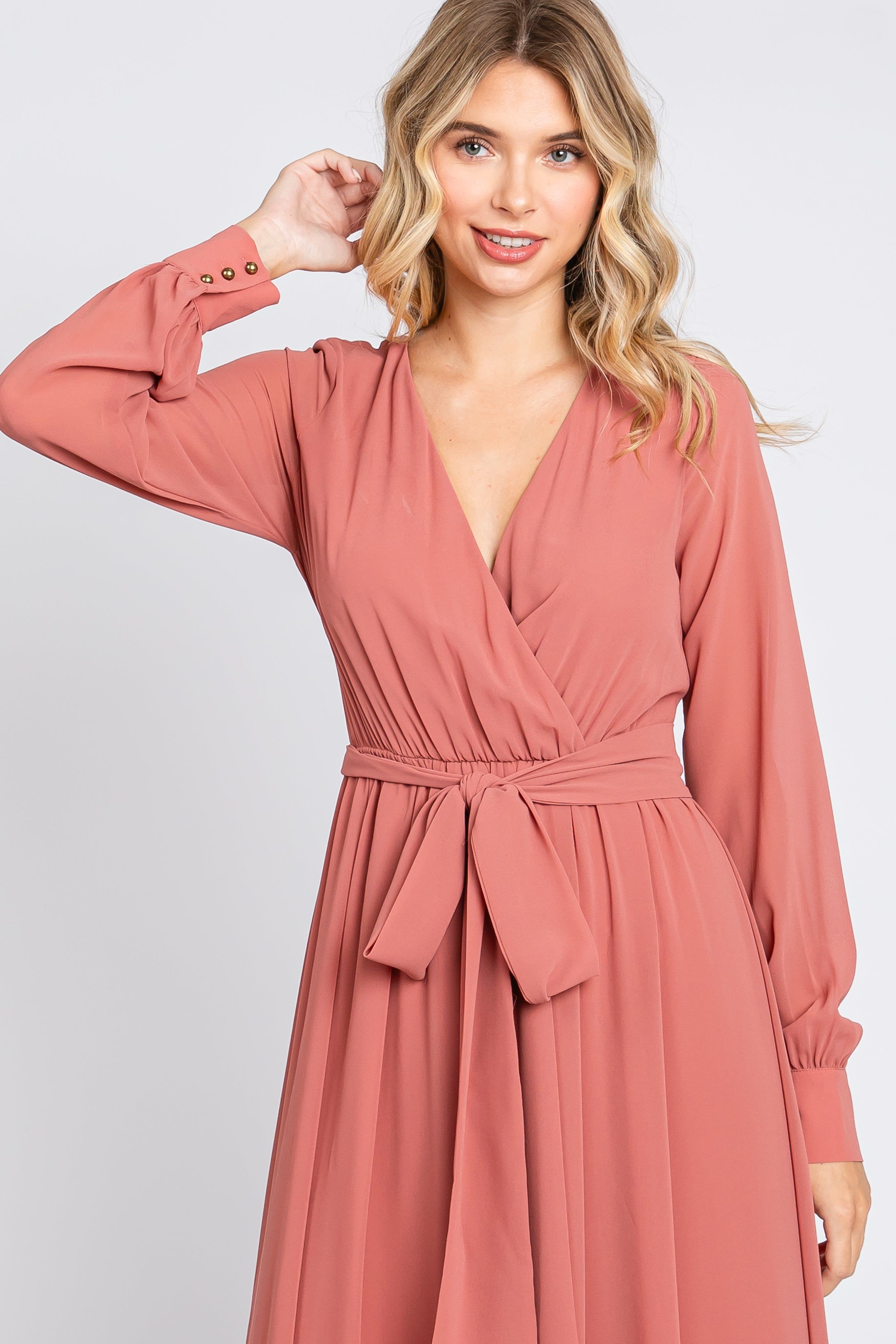 Mauve Chiffon Wrap Gown sold by Pinkblush product image thumbnail 4