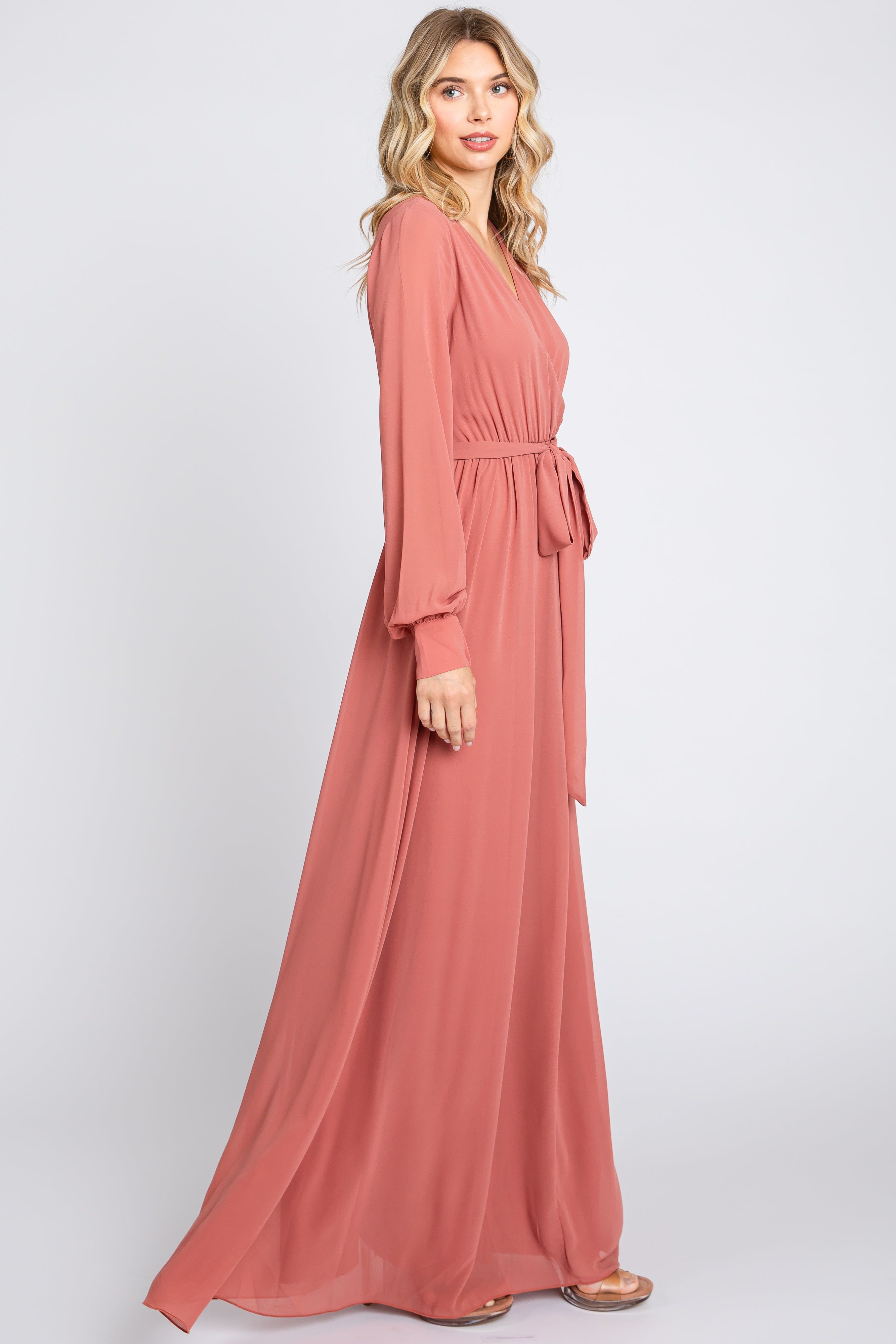 Mauve Chiffon Wrap Gown sold by Pinkblush product image thumbnail 2
