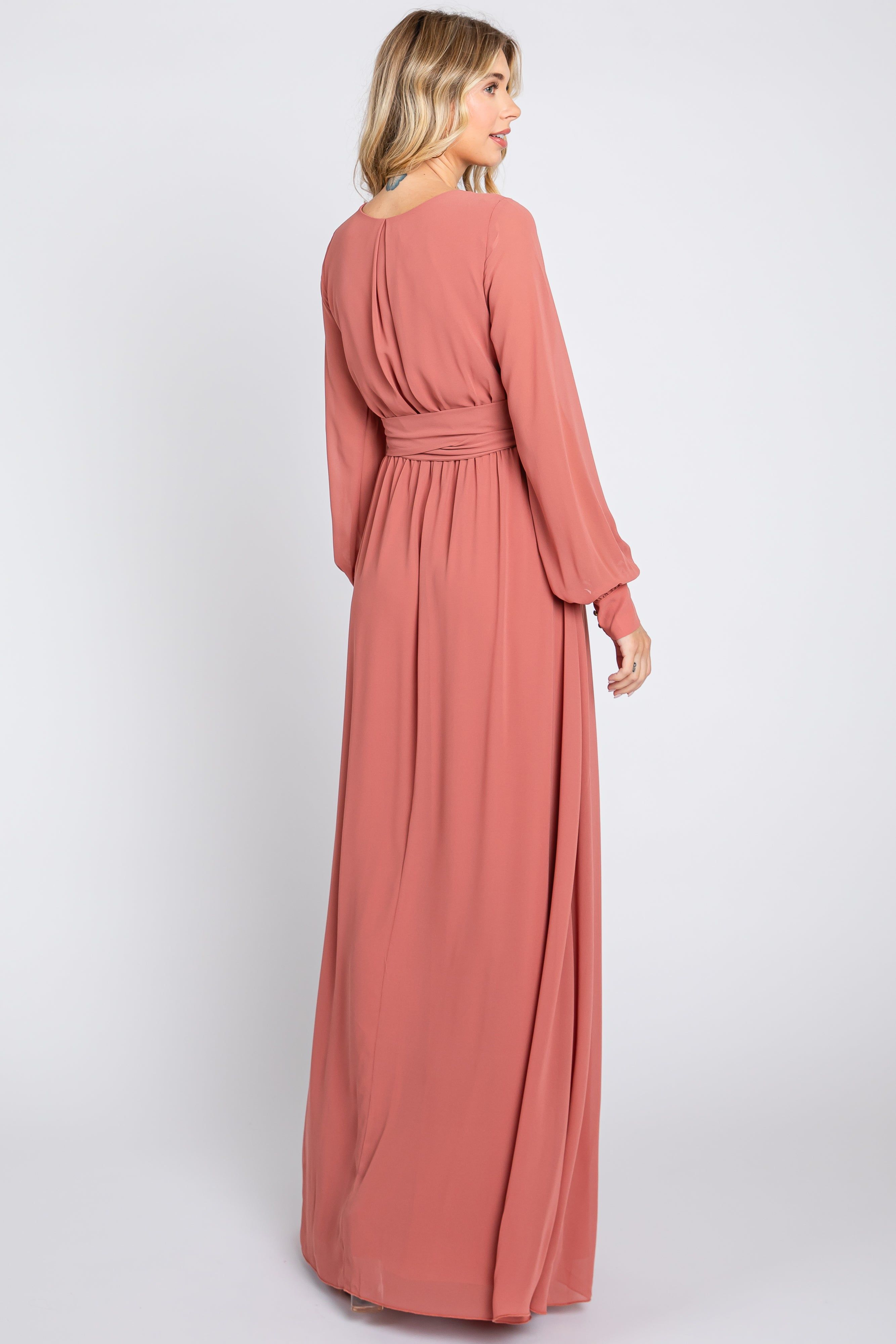 Mauve Chiffon Wrap Gown sold by Pinkblush product image thumbnail 3