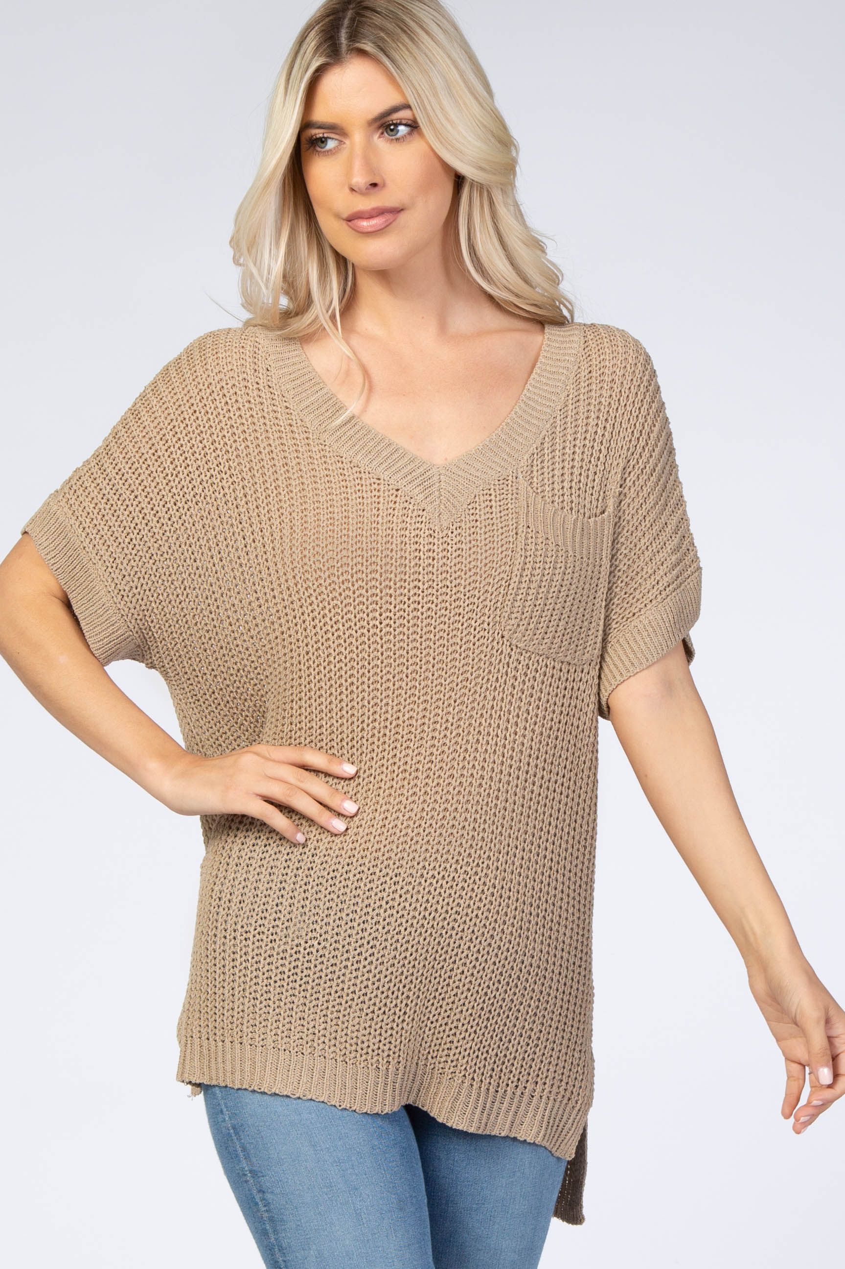 Dark Taupe Front Pocket Knit Maternity Top sold by Pinkblush product image thumbnail 5