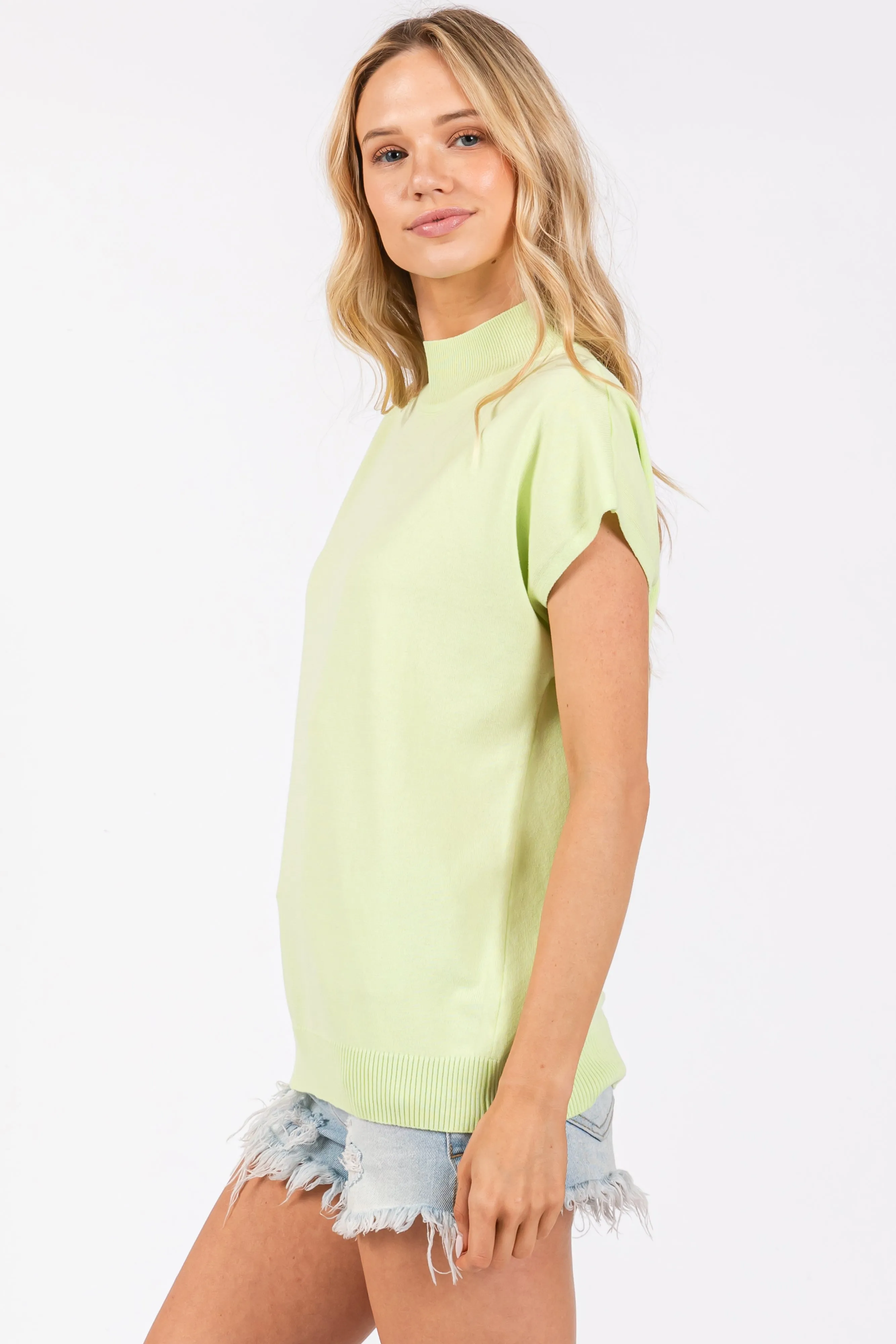 Lime Mock Neck Knit Top sold by Pinkblush product image thumbnail 2