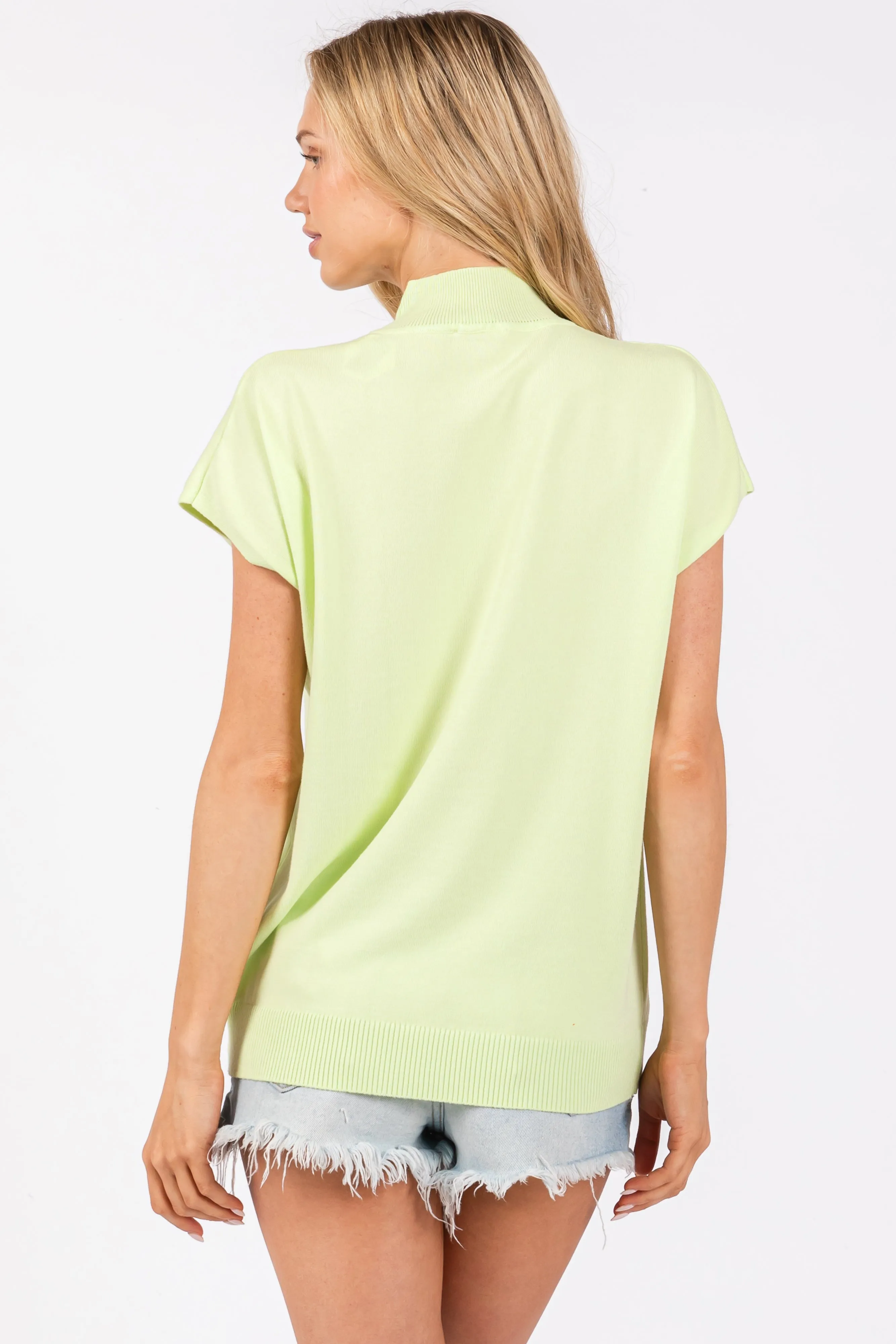 Lime Mock Neck Knit Top sold by Pinkblush product image thumbnail 3