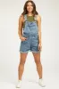 Blue Rolled Hem Maternity Short Overalls sold by Pinkblush