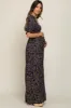 Navy Floral Smocked Maternity Jumpsuit sold by Pinkblush