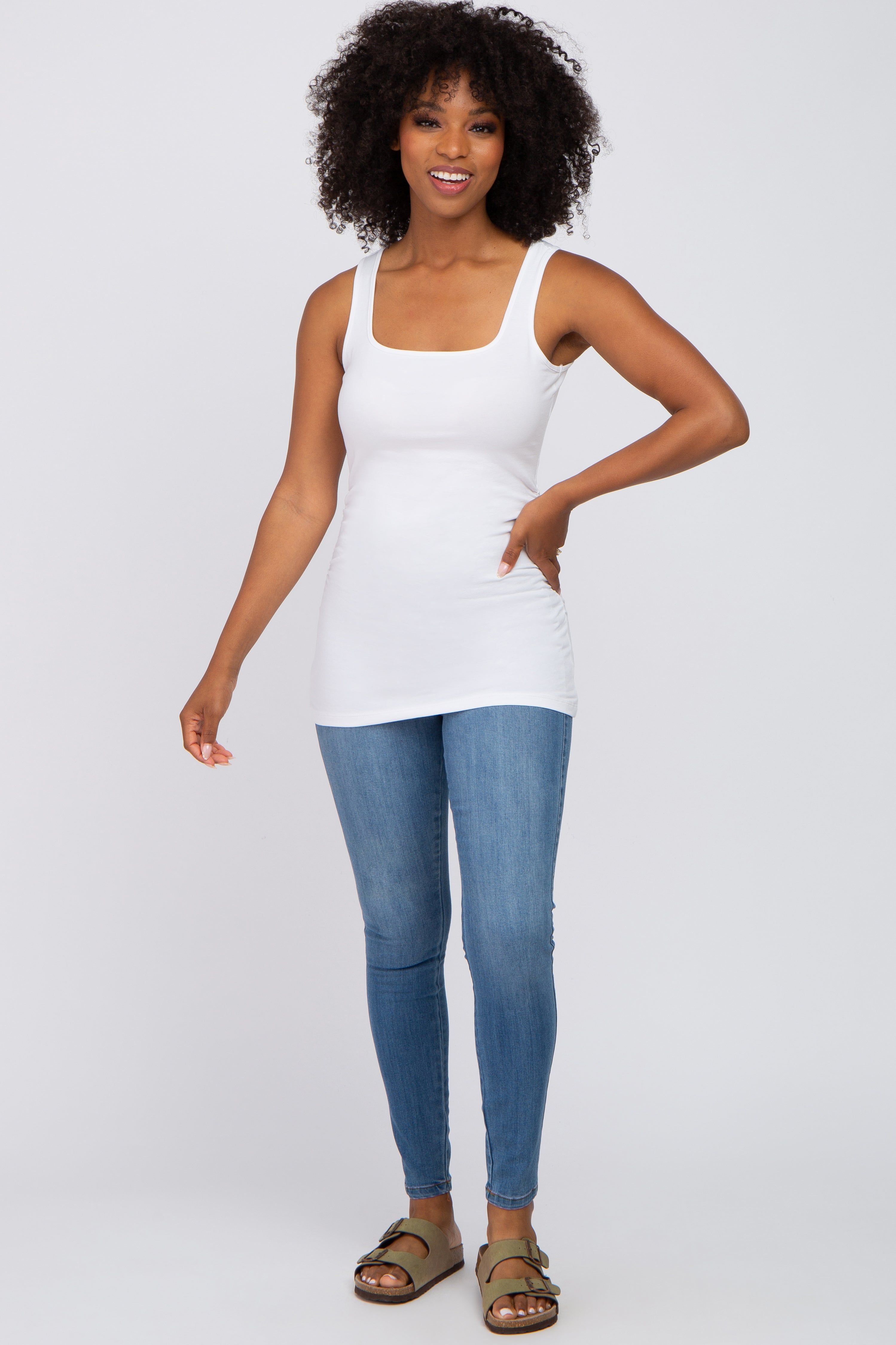 White Ruched Tank Top sold by Pinkblush product image thumbnail 4