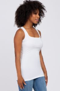 White Ruched Tank Top sold by Pinkblush