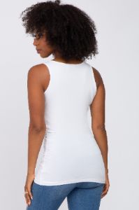 White Ruched Tank Top sold by Pinkblush