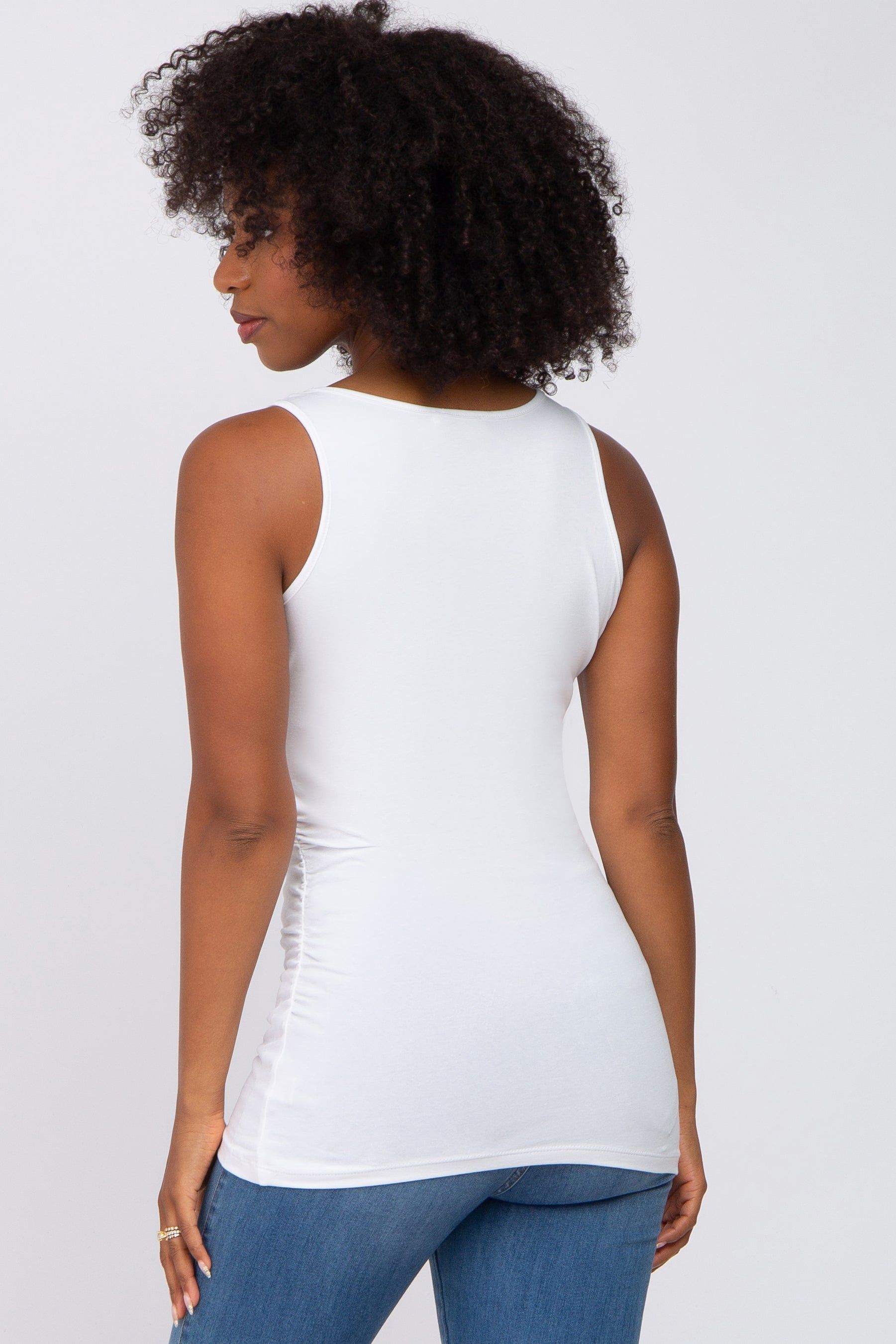 White Ruched Tank Top sold by Pinkblush product image thumbnail 3