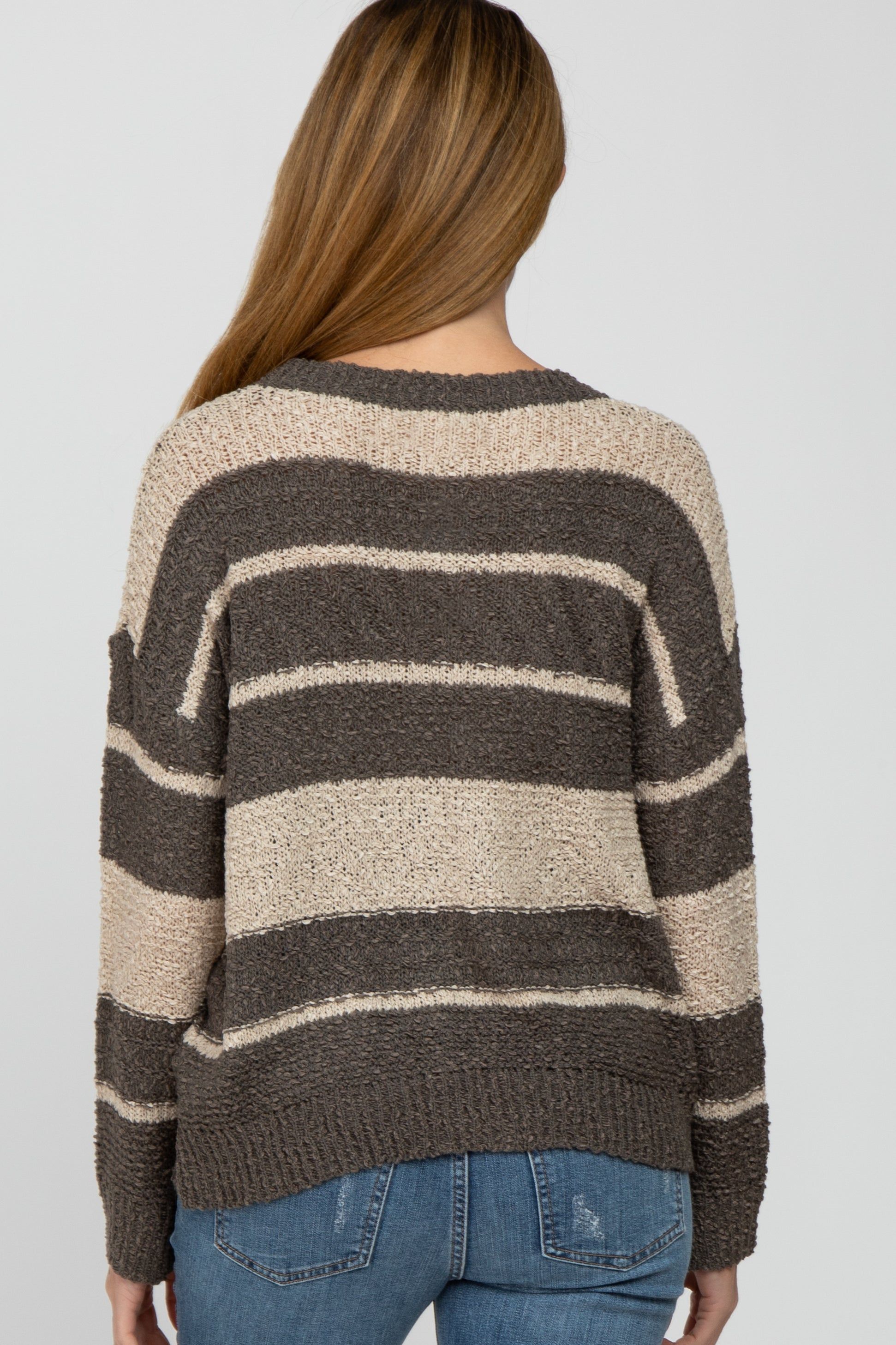 Olive Colorblock Striped Knit Maternity Top sold by Pinkblush product image thumbnail 4