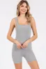 Heather Grey Ribbed Square Neck Sleeveless Romper sold by Pinkblush