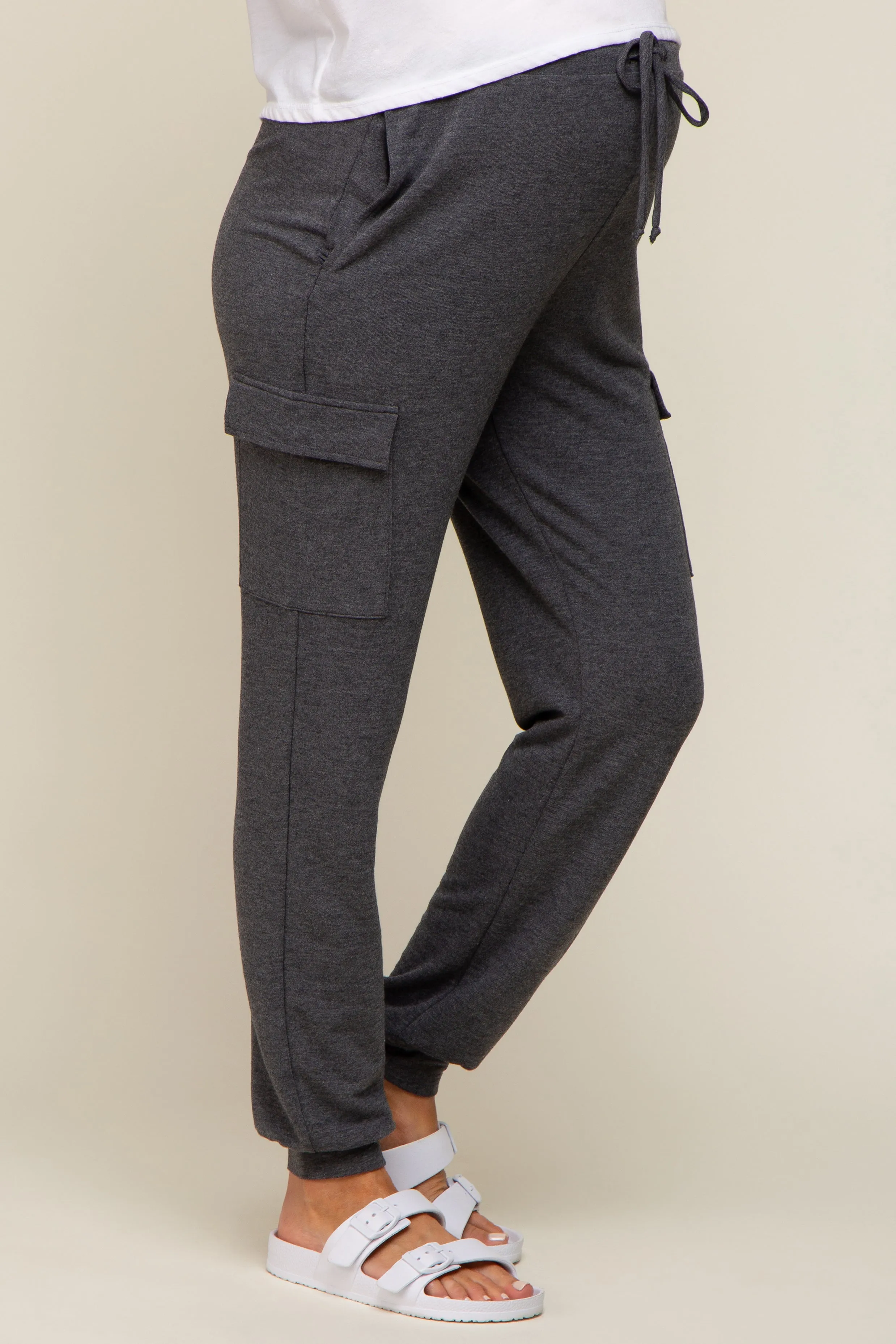 Charcoal Cargo Maternity Lounge Maternity Pants sold by Pinkblush product image thumbnail 3