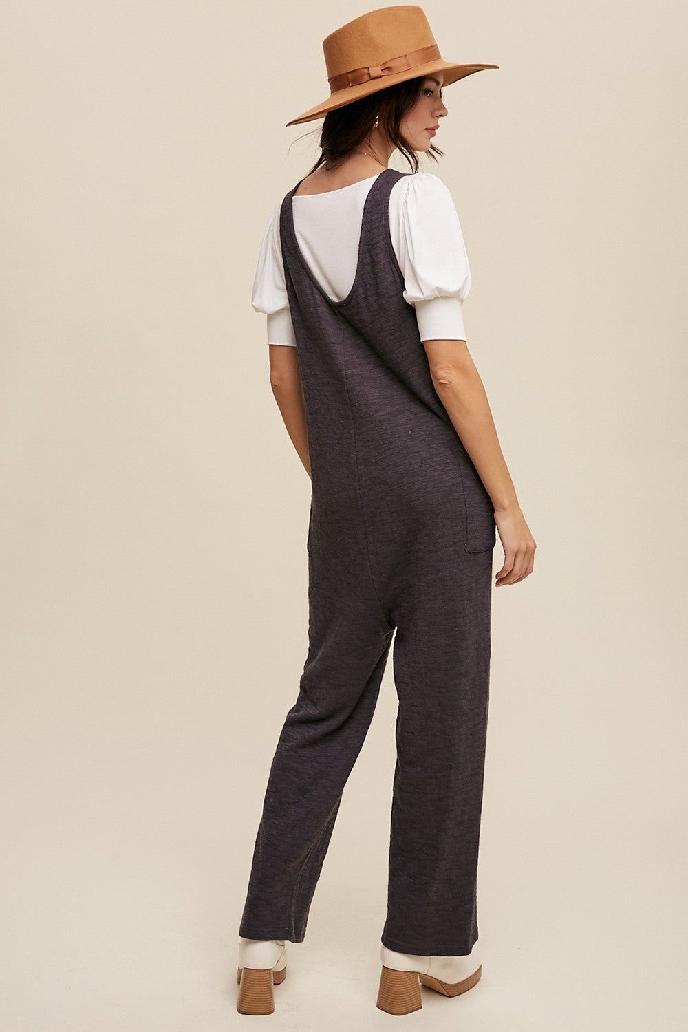 Charcoal Scoop Neck Sleeveless Jumpsuit sold by Pinkblush product image thumbnail 3