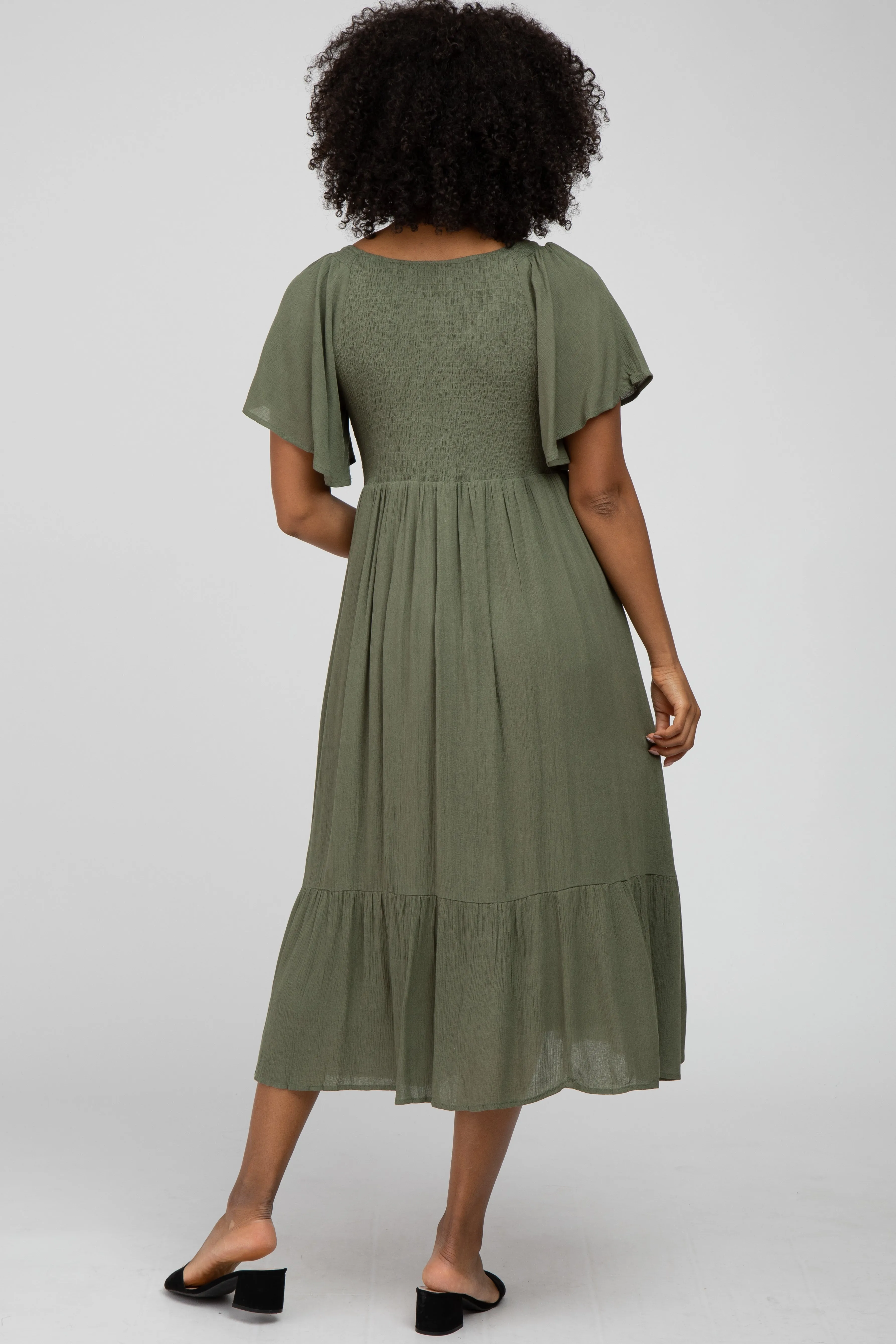 Olive Smocked Ruffle Dress sold by Pinkblush product image thumbnail 3