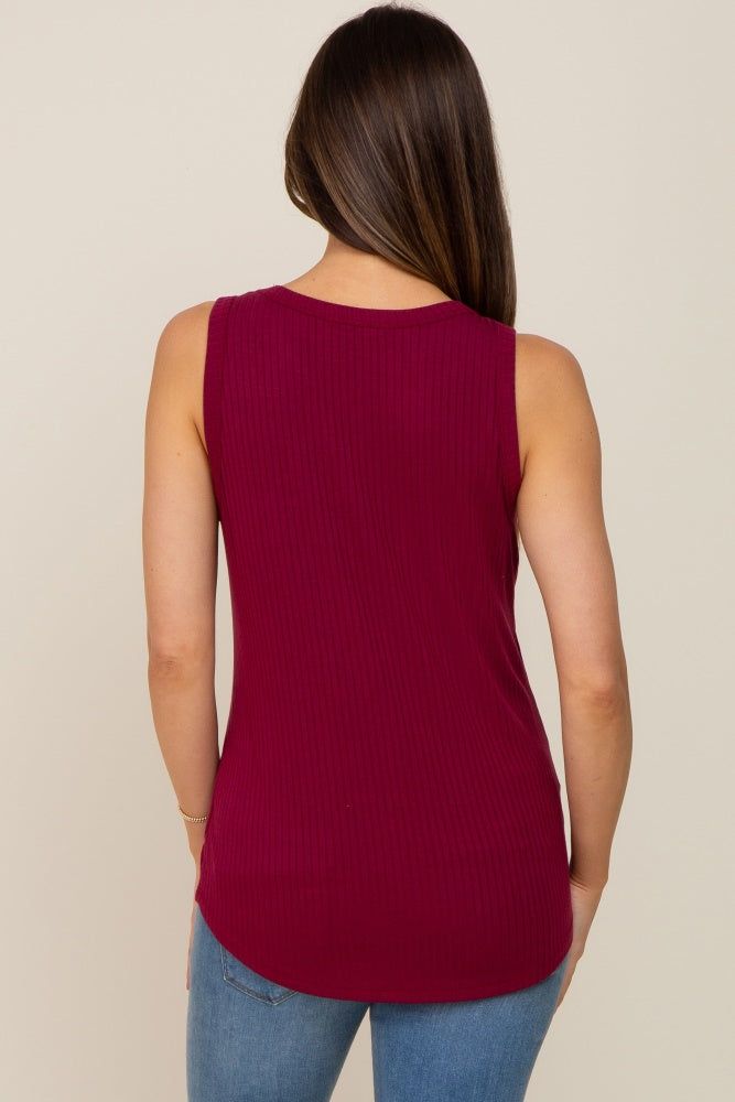 Burgundy Sleeveless Ribbed Pocked Maternity Top sold by Pinkblush product image thumbnail 3